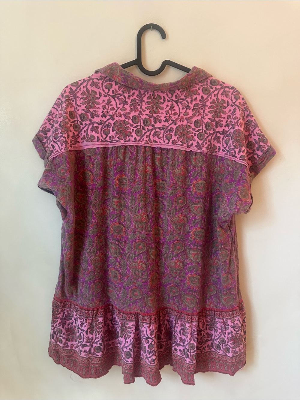 SUNDANCE Women's Calista Mixed Pattern Floral Boho Peplum Henley Knit Top Large - Picture 3 of 4